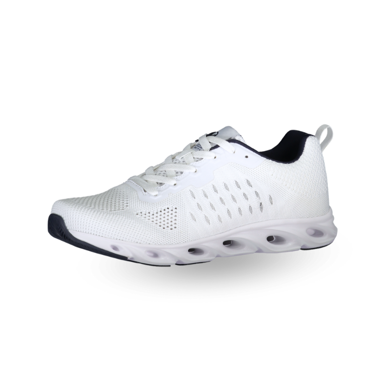 Halti Samos Herr sneaker Aquatech: vit mesh-ovandel av återvunnen PET, vita snören, Aquatech-sula.