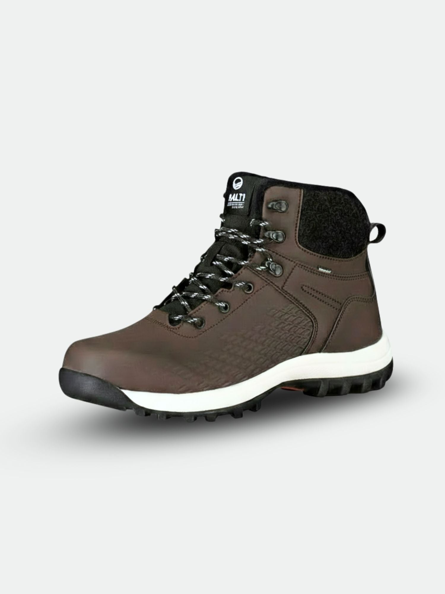 Halti Kevo Mid DX Vinterkängor Herr är en brun, ankelhög vattentät känga med svart snörning och vit mellansula.