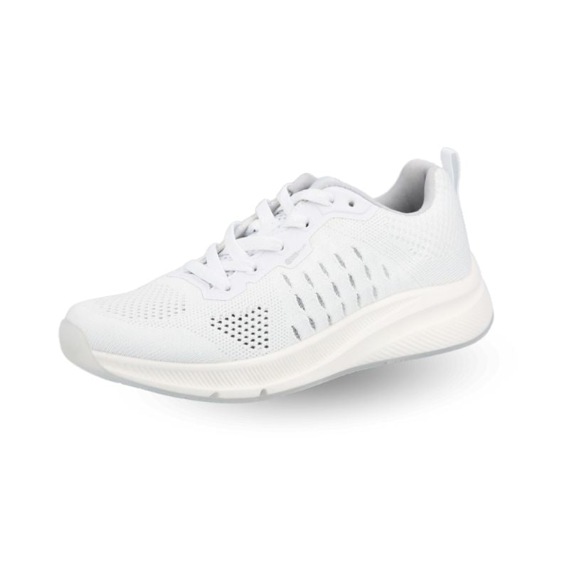 Halti Breeze Sneaker Herr, en vit CoolMax-sneaker med snören och upphöjd sula, visas mot en vit bakgrund.
