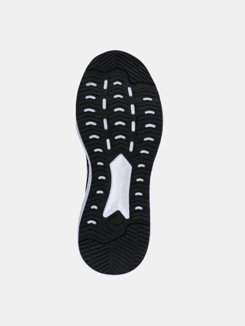 Den svartvita sulan på Halti Gale 2 BX Sneaker Dam, sedd underifrån, mot en vit bakgrund.