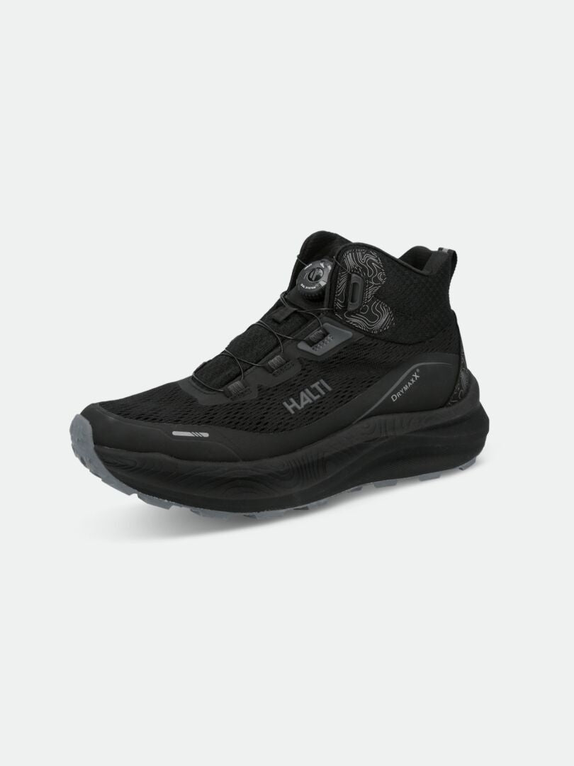 Halti Rapid Mid Freelock DX Skor Unisex är en sneaker i svart mesh med snörning och en tjock sula för vandring.