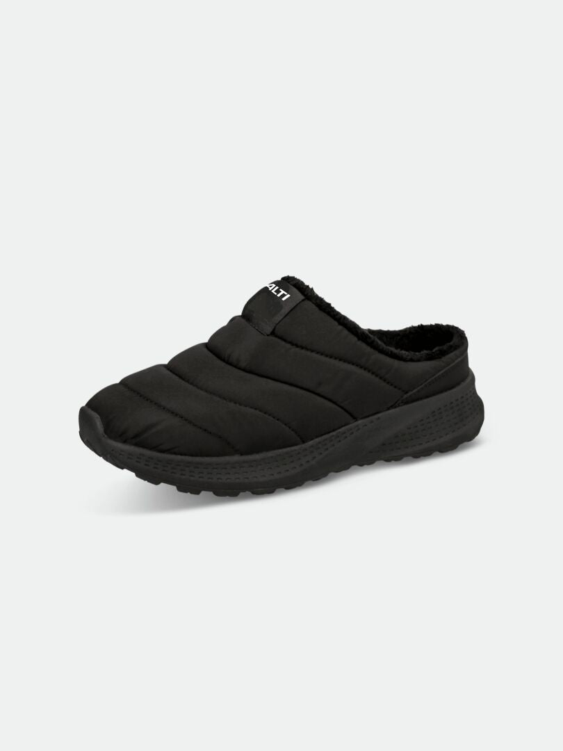 Halti Rest 2 Tofflor: svarta slip-on quiltade träskor med innersula i memory foam och strukturerad sula för komfort.