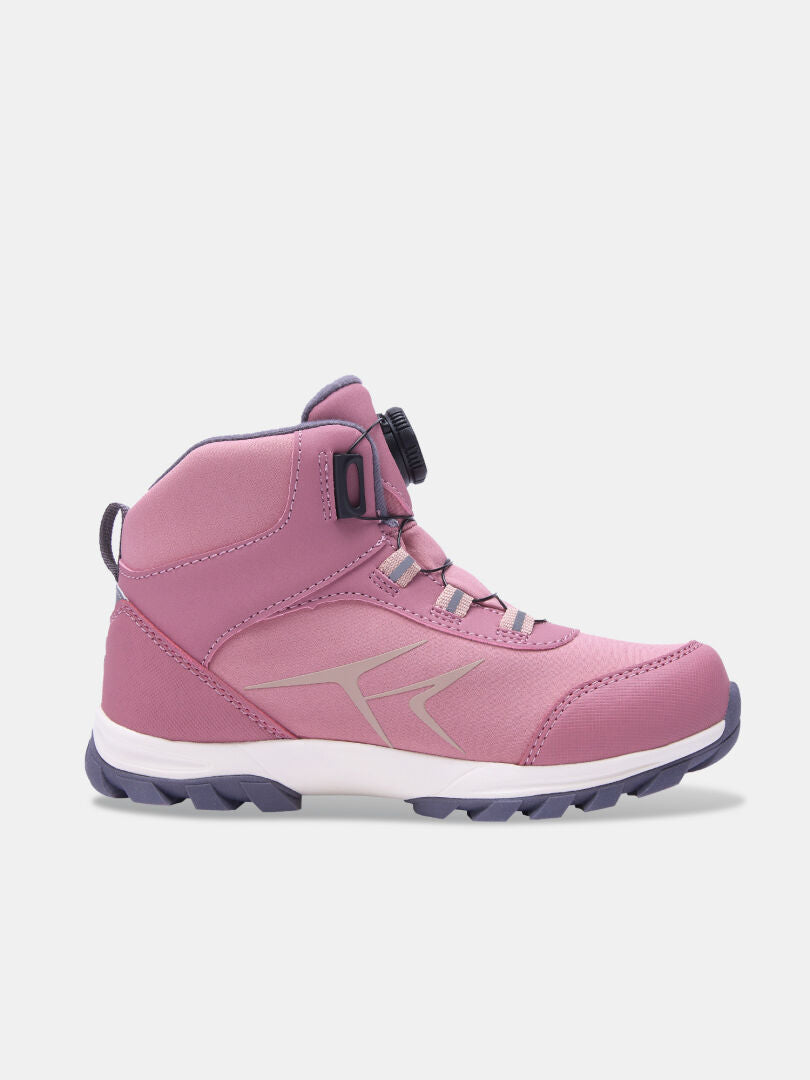 Mauve Tribe Dada DX Outdoor Skor Junior – höga sneakers med snörningssystem med vridreglage, grovmönstrad gummisula och vattentätt membran.