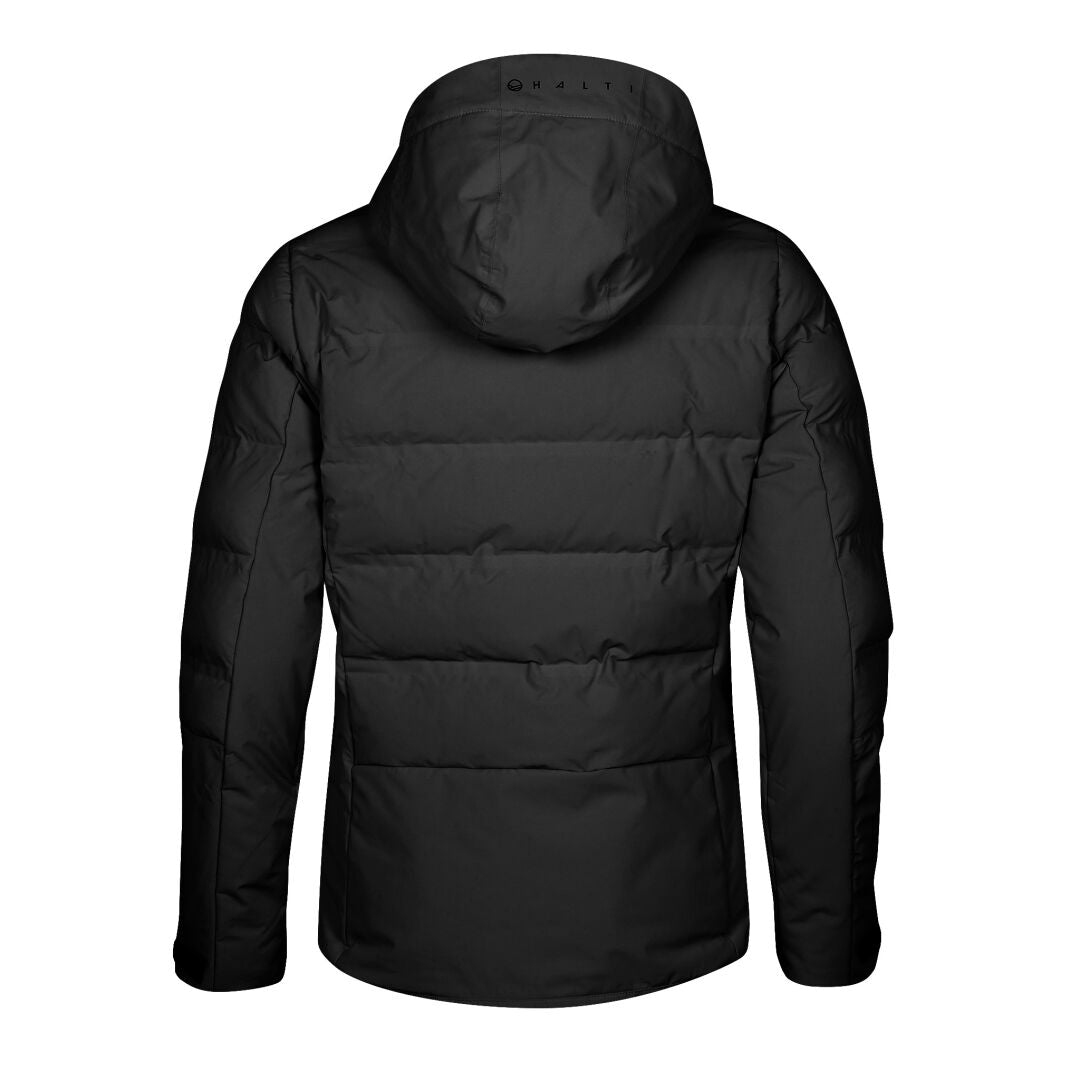 Vattenavvisande svart Halti Nordic Arcty skidjacka dam med huva, visas bakifrån mot vit bakgrund.