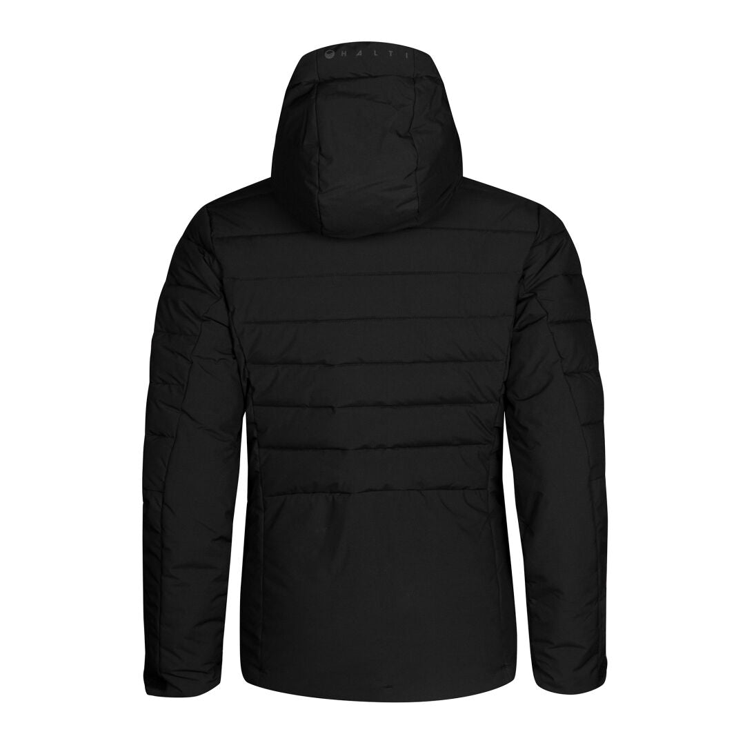 Halti Nordic Lite Skidjacka Dam, svart med huva, har Microtherm® Dynamic-quiltning och långa ärmar, bakifrån.