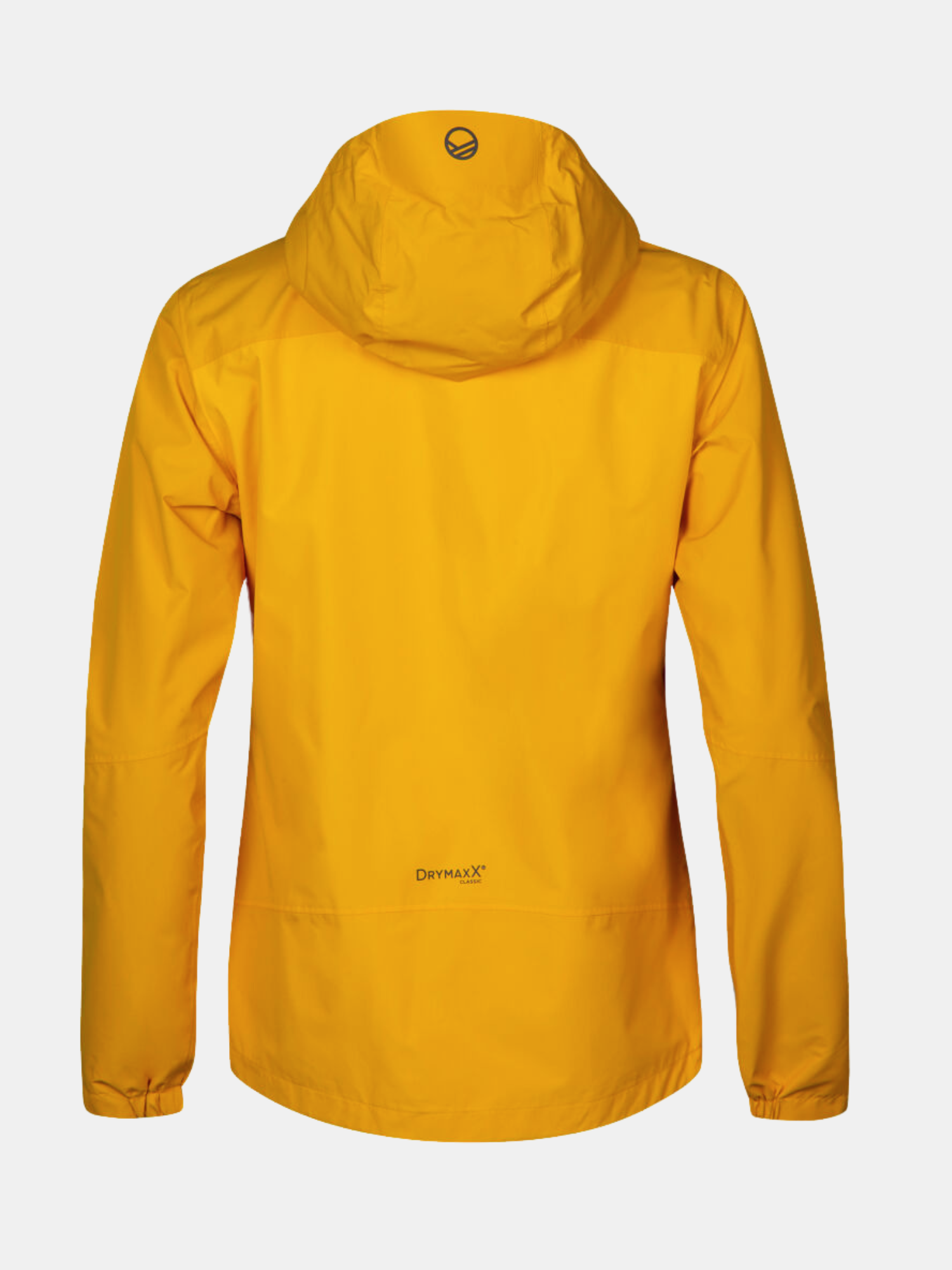 Halti Fort Plus Dam DrymaxX skaljacka i gul återvunnen polyester visas bakifrån mot en vit bakgrund.