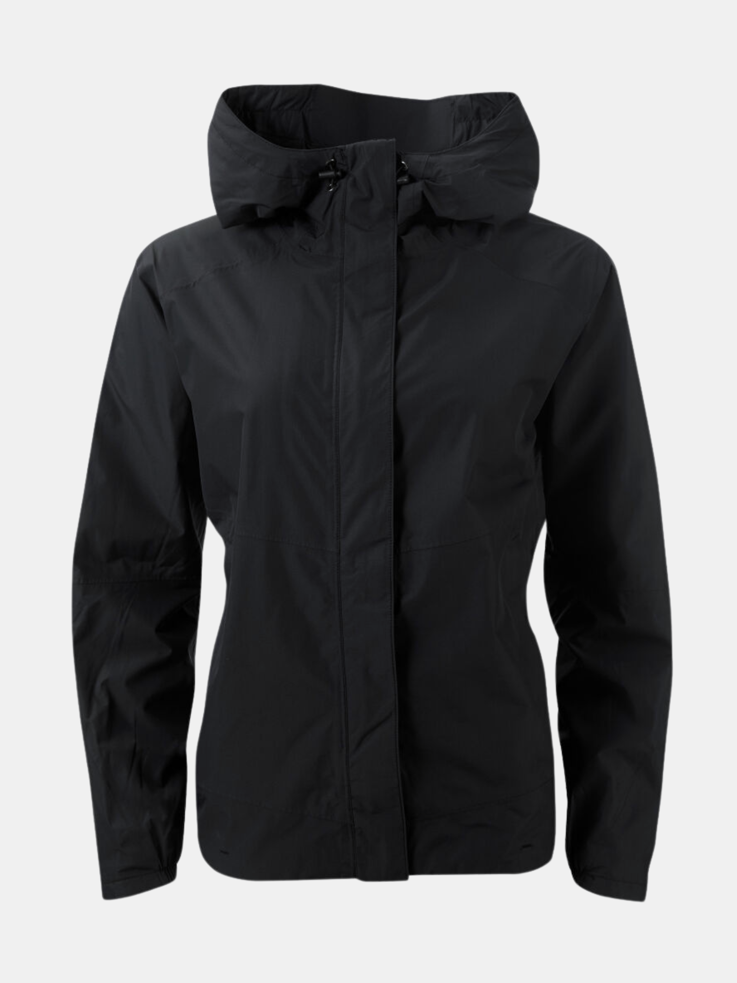 Halti Fort Plus Dam DrymaxX skaljacka i svart, tillverkad av återvunnen polyester, mot en enfärgad ljusgrå bakgrund.