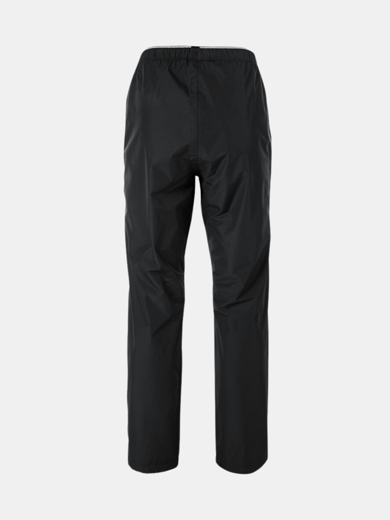 Halti Fort Plus Dam DrymaxX skalbyxor, svarta och vattentäta med elastisk midja, ses bakifrån mot vit bakgrund.