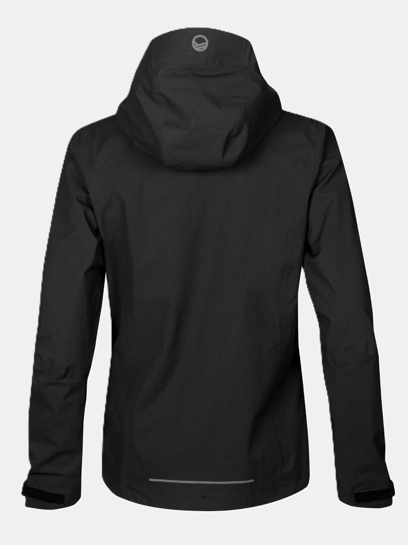 En svart Halti Biegga Dam DrymaxX skaljacka visad bakifrån, med långa ärmar och en liten logga på övre mitten.