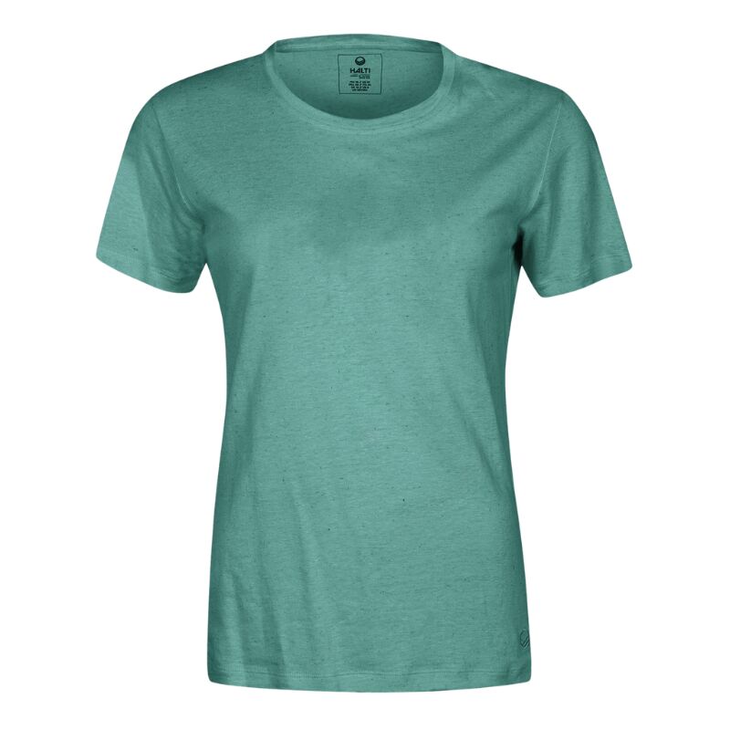 Halti Alanko T-shirt i linneblandning för dam, perfekt för sommardagar, visa mot vit bakgrund.