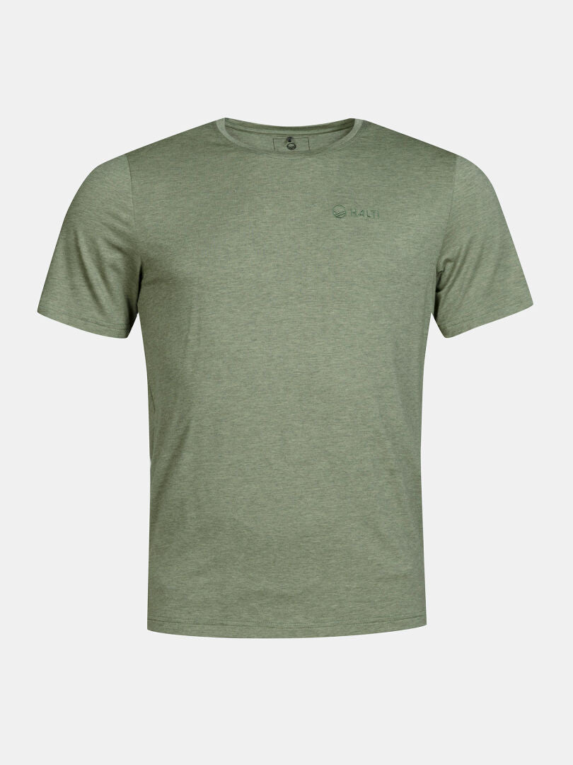Tuntu II Merino T-skjorta Herr från Halti, ljusgrön kortärmad t-shirt platt mot vit bakgrund.