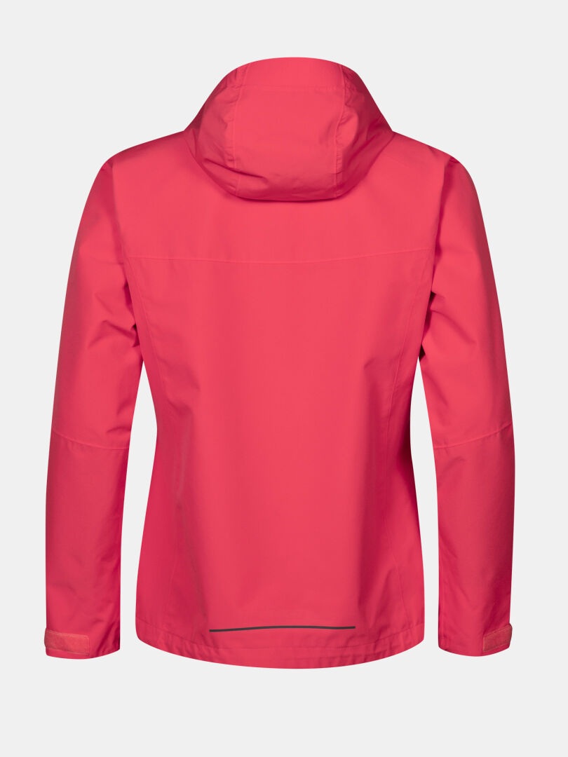 Halti Forter DX Skaljacka Dam Plus, rosa, vattentät, långärmad, för utomhusbruk, sett bakifrån mot vit bakgrund.