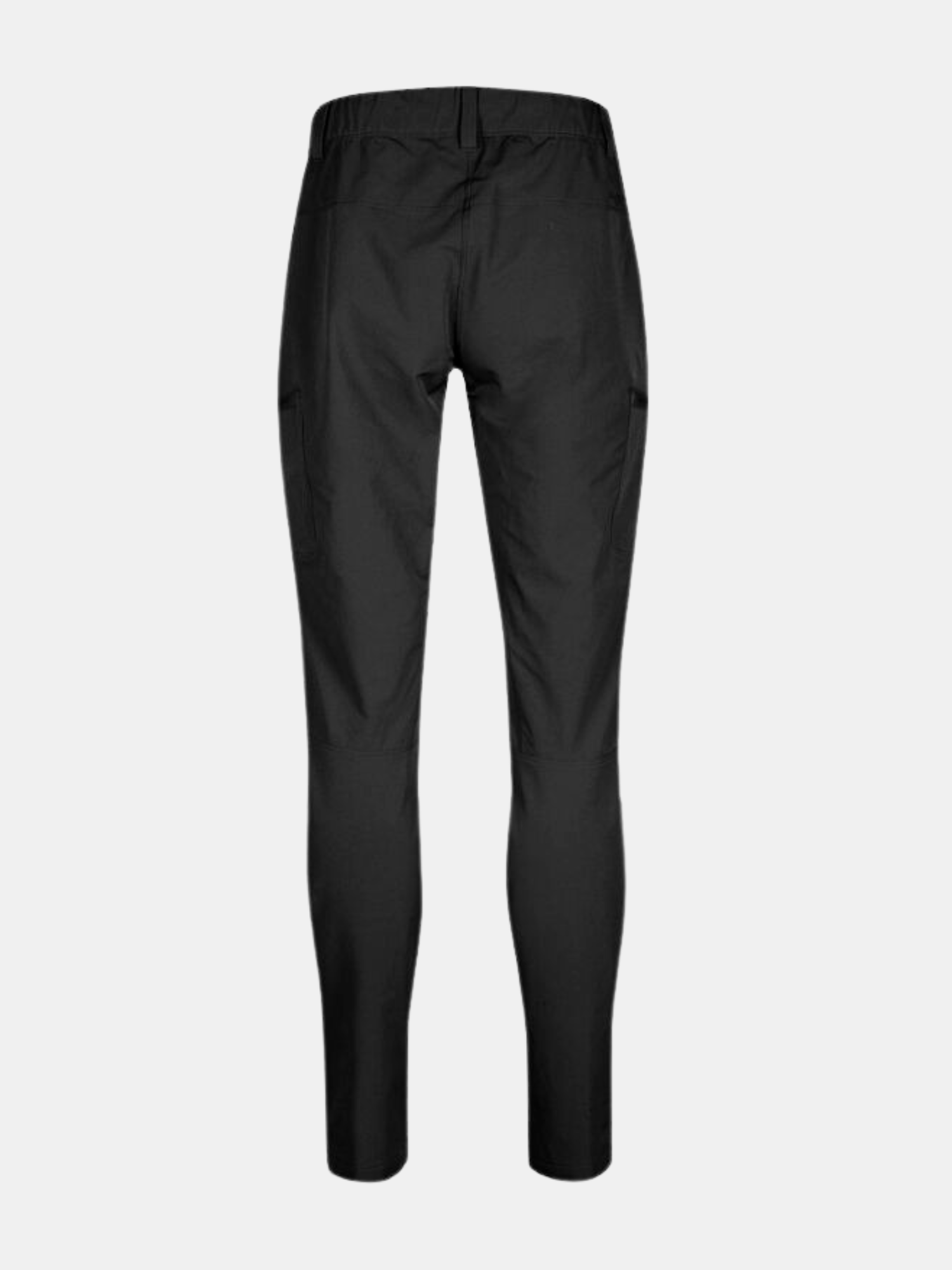 Halti Pallas Evo Brushed X-stretch Byxor Plus Dam i svart, visad bakifrån med resår i midjan och raka ben.