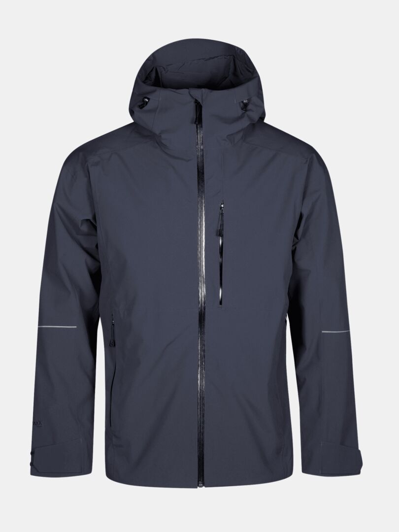 Halti Staala DX Skaljacka Herr i mörkgrått, med dragkedja fram, bröstficka och justerbara muddar på enfärgad bakgrund.