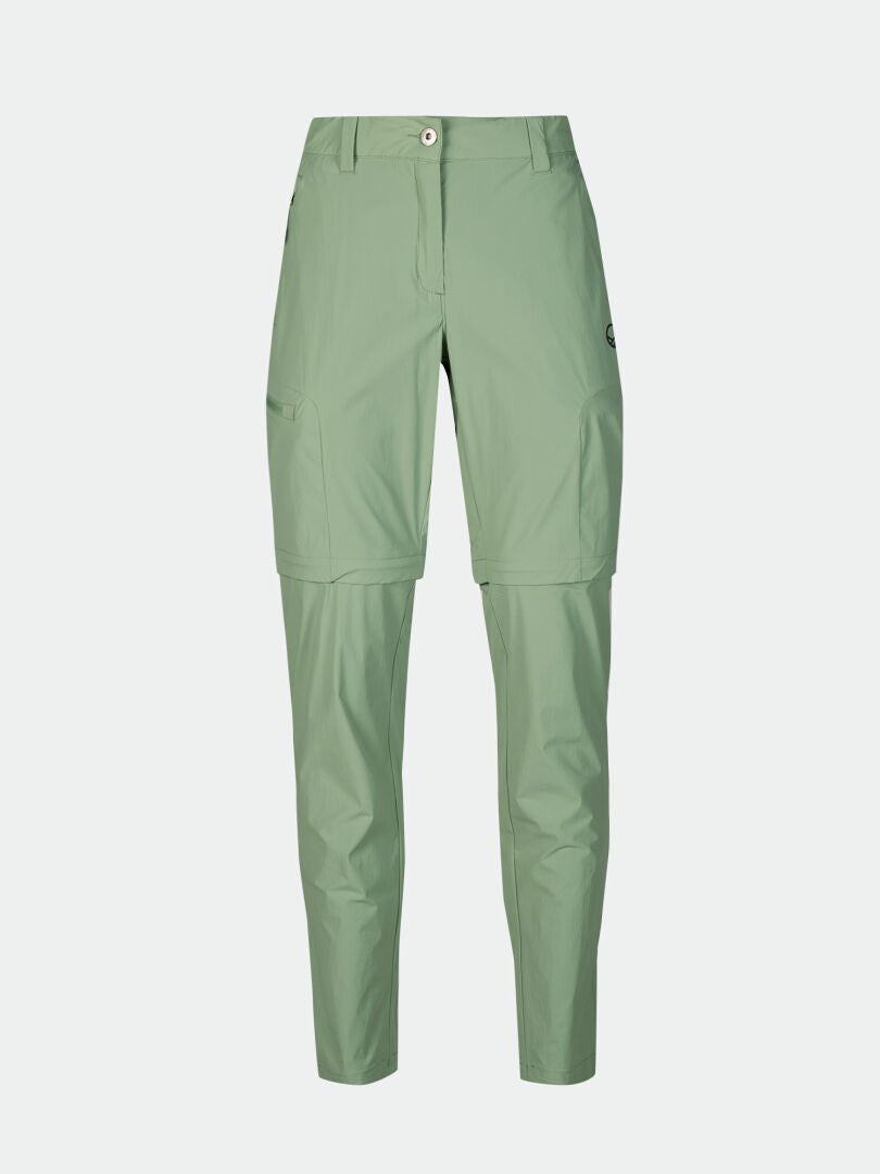 Halti Pallas Cool X-stretch zip-off-byxor dam, snabbtorkande, UPF 90+, fickor, ljusgröna.