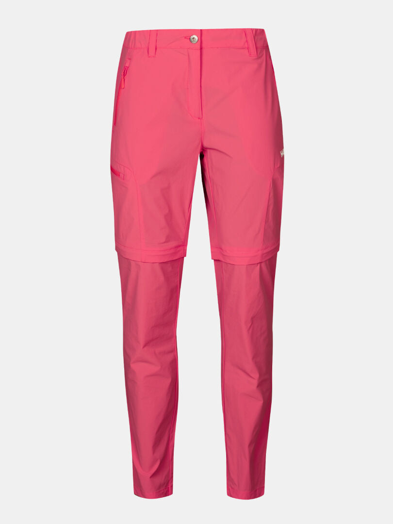 Halti Pallas Cool Stretch Zip-off byxor dam - snabbtorkande, ljusrosa byxor med framfickor och knäppning för äventyr.