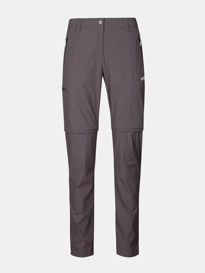 Halti Pallas Cool Stretch Zip-off Byxor Dam-grå byxor med framfickor, bälteshällor och knappstängning för äventyr.