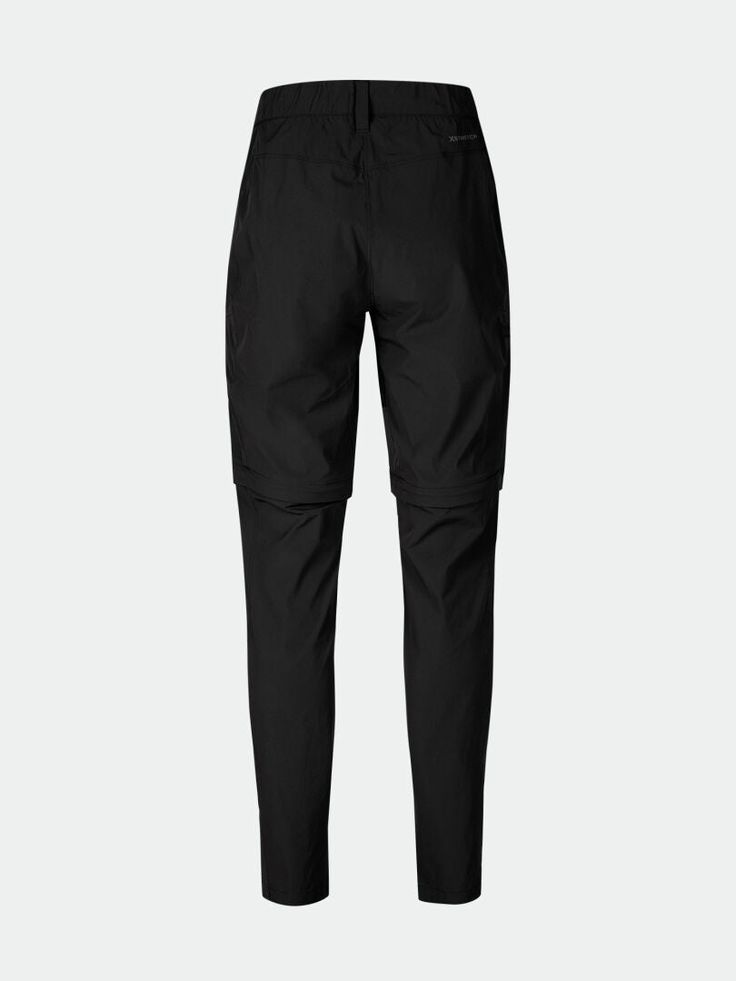 Halti Pallas Cool X-stretch Zip-off Byxor Dam visad bakifrån, nedre delen av benen avtagna; UPF 90+ solskydd.