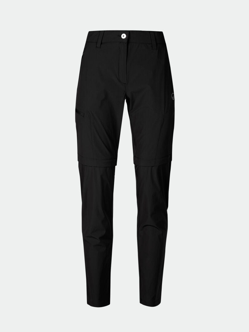 Halti Pallas Cool X-stretch byxor med dragkedja, framfickor och bälteshällor på en ljusgrå bakgrund.