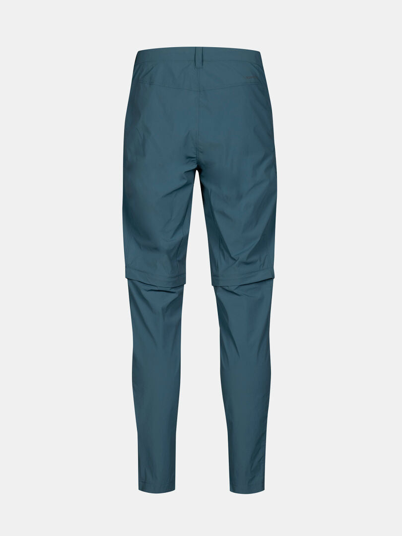 Bakifrån på Halti Pallas Cool Stretch Zip-off Byxor Herr i blått, mot en vit bakgrund.