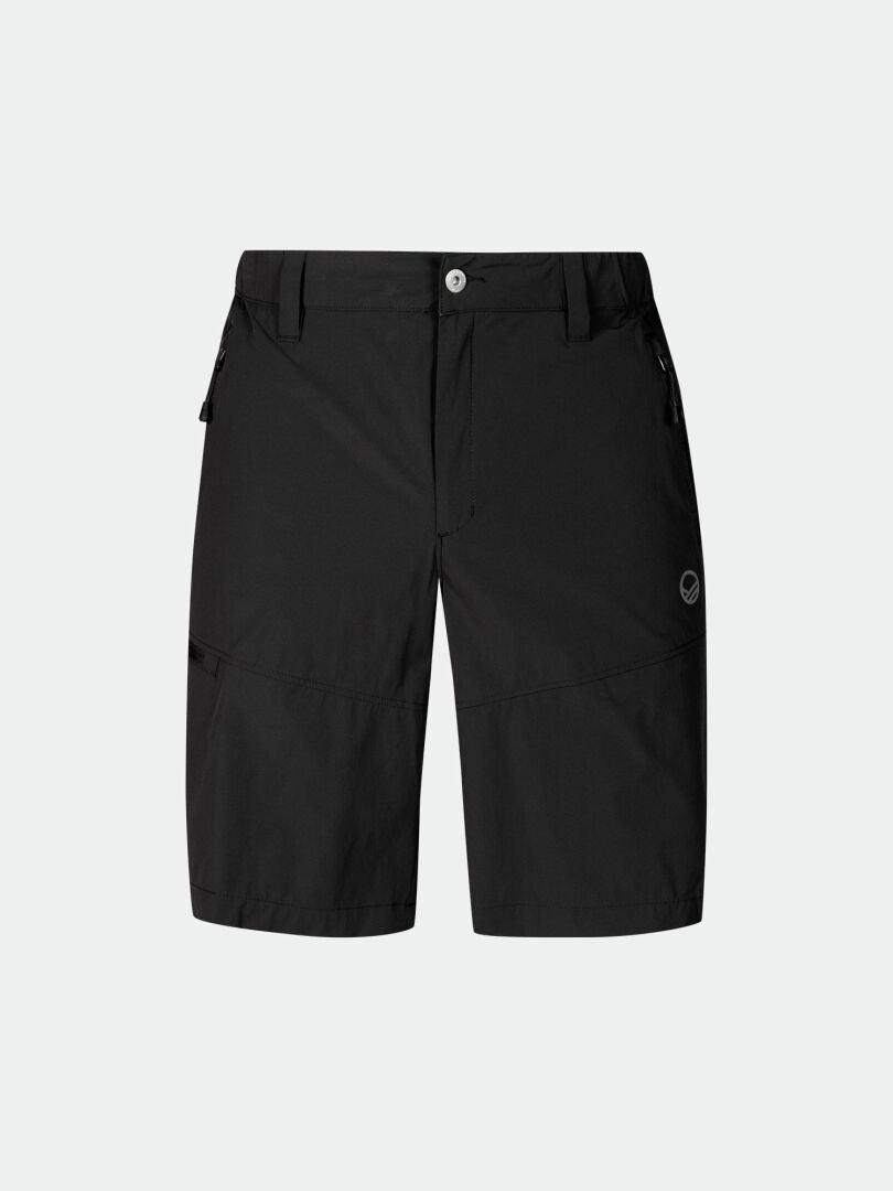 Halti Pallas Cool X-stretch Shorts Herr: svarta, knälånga, UPF 90+, bälteshällor, sidofickor med dragkedja.