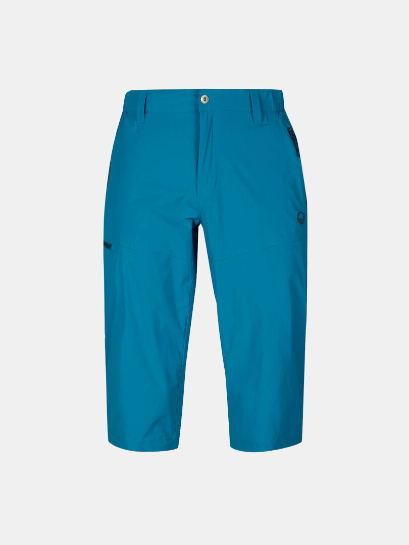 Halti Pallas Cool X-stretch Capribyxor Herr i klarblått med bälteshällor, knapp fram och sidofickor.