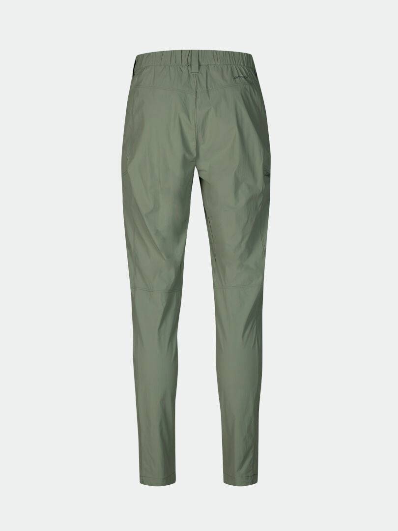 Halti Pallas Cool X-stretch Byxor Herr, olivgrön, elastisk midja, UPF 90+, snabbtorkande, bakifrån på vitt.