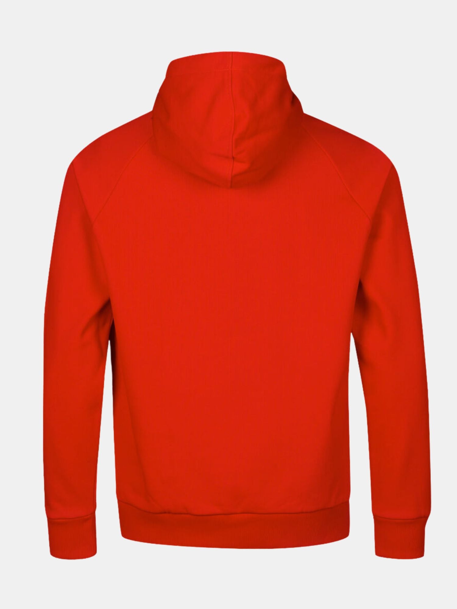 Halti Massby Unisex Hoodie har långa ärmar, en avslappnad passform och visas bakifrån i rött.