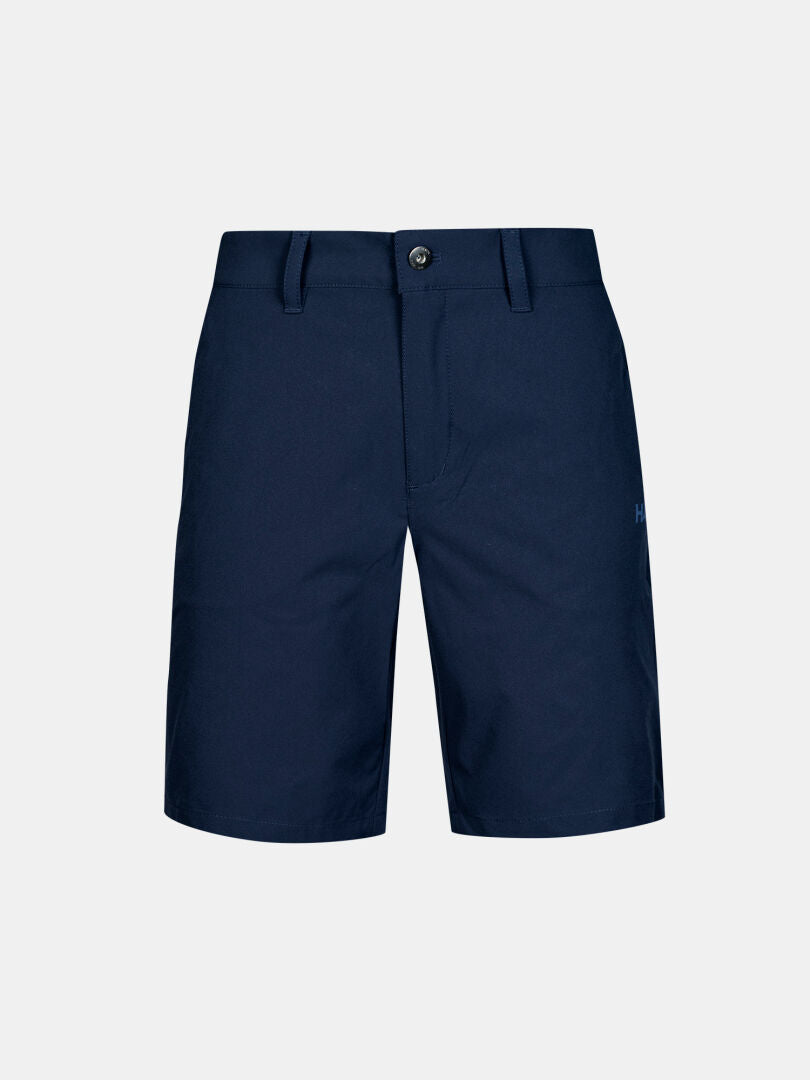 Halti Drive X-stretch Shorts Dam: marinblå damshorts med bälteshällor, knapp framtill och gylf med dragkedja.