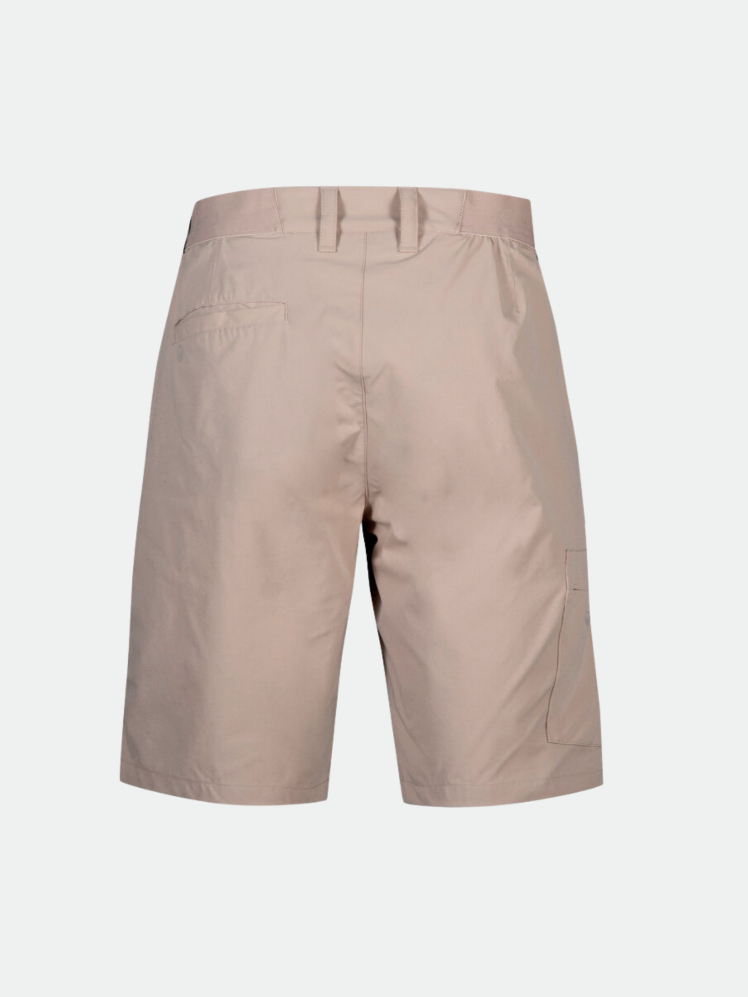 Bakifrån av Halti Drive X-stretch Shorts Herr med bälteshällor, bakficka och cargoficka på höger ben.