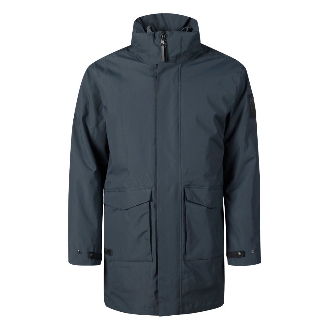 Halti Synkas 3in1 DrymaxX Parka Herr: mörkblå, hög krage, dragkedja fram, tryckknappar, stora fickor.