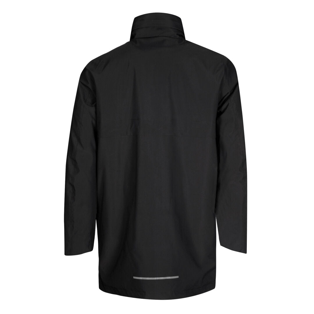 Halti Synkas 3in1 DrymaxX Parka Herr i svart, visad bakifrån med hög krage och liten reflexremsa nertill.