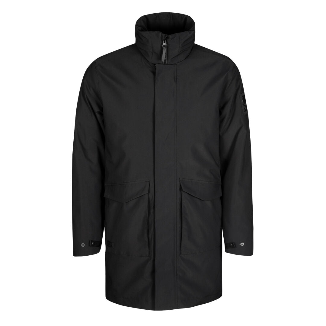 Halti Synkas 3in1 DrymaxX Parka Herr är en svart vinterjacka med hög krage, dragkedja fram och stora fickor.