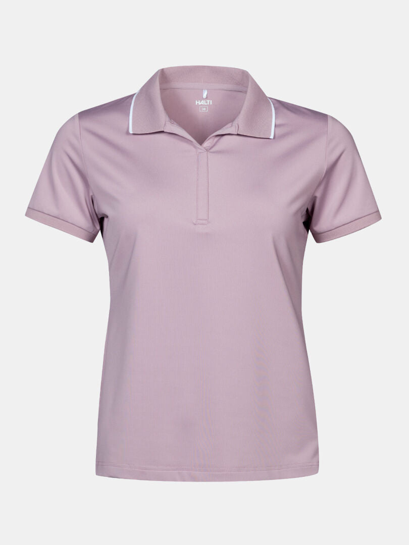 Halti Swingi Teknisk Pikétröja Dam i ljuslila med vit kant, perfekt sommar golftröja.