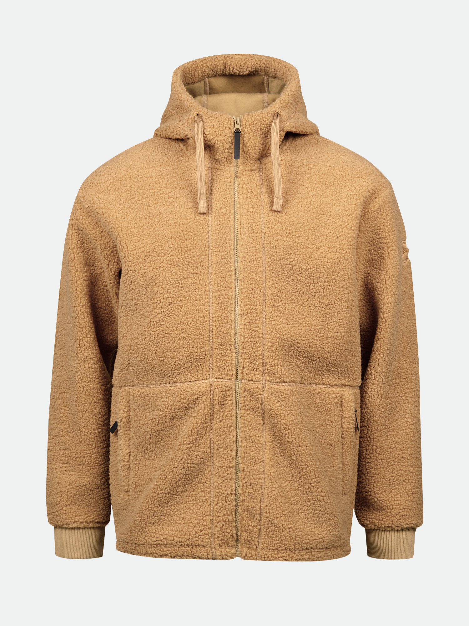 Halti Lykky Fleecejacka Herr - sherpa hoodie i återvunnen polyester med dragkedja, två fickor och ribbade muddar i ärmsluten.