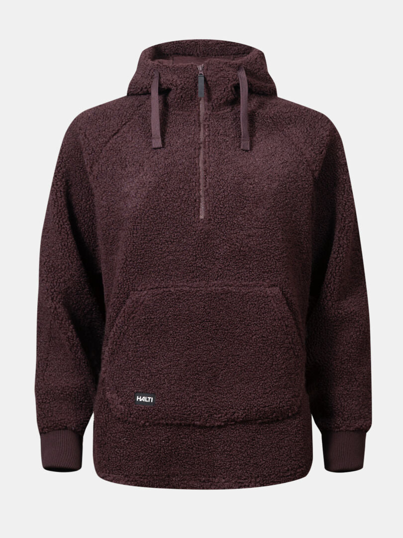 En mörklila Halti Lykky Fleecetröjä Dam-tröja med halv dragkedja, framficka, ribbade muddar och återvunnen polyester.