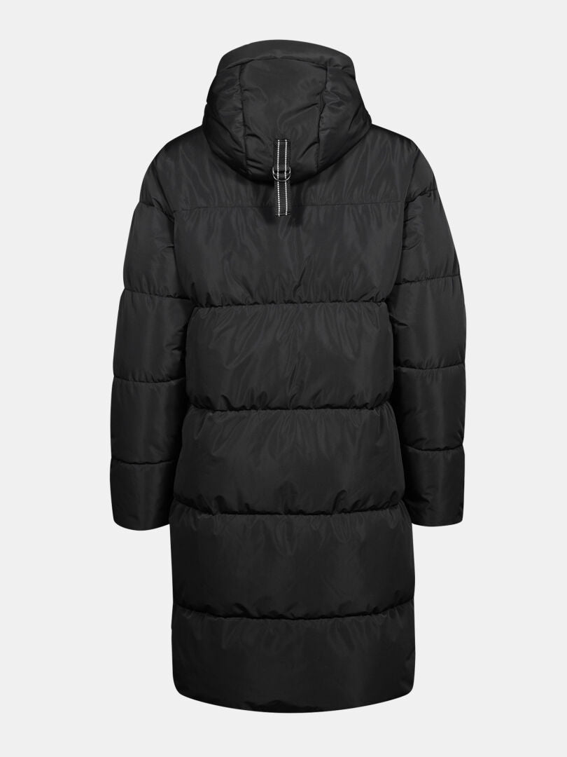 Halti Sammal Vadderad Parkajacka Dam: black, vattentät DrymaxX, huva, mid-lång med Microtherm Thermofill.