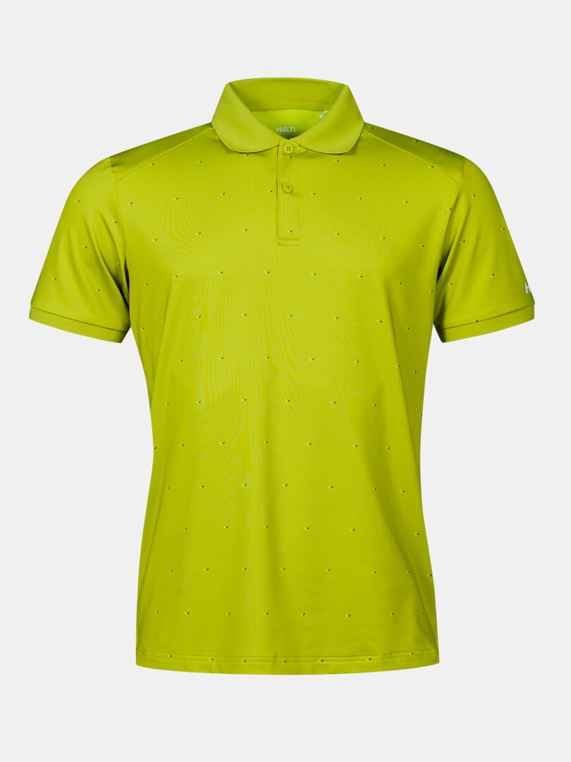 Halti Aridi Teknisk Pikétröja Herr: ljusgrön, ventilerande, krage & diskreta prickar - perfekt för golfbanan.