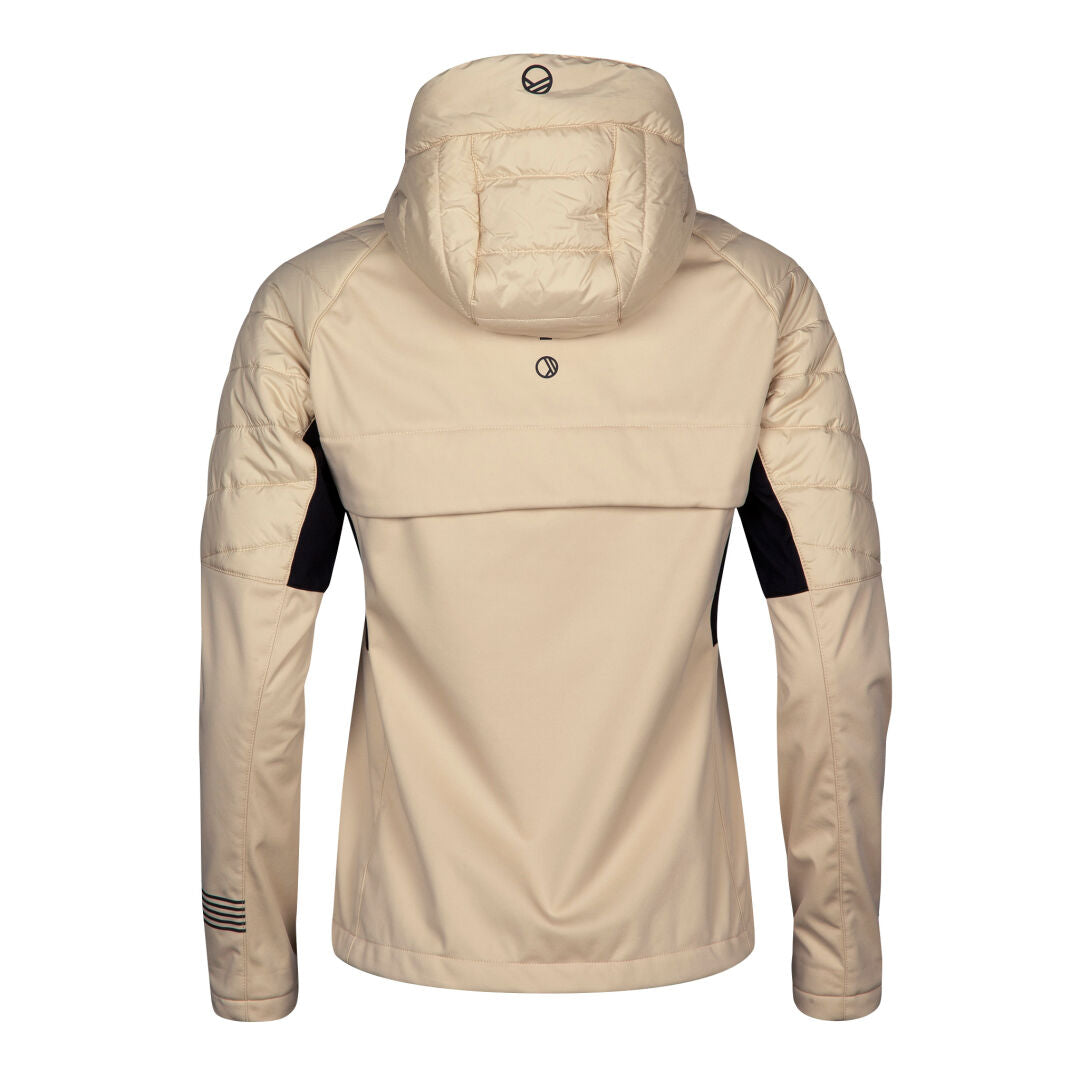 Hanki Längdskidjacka Dam Plus från Halti—beige med svarta detaljer och Microtherm, perfekt för vinterträning.