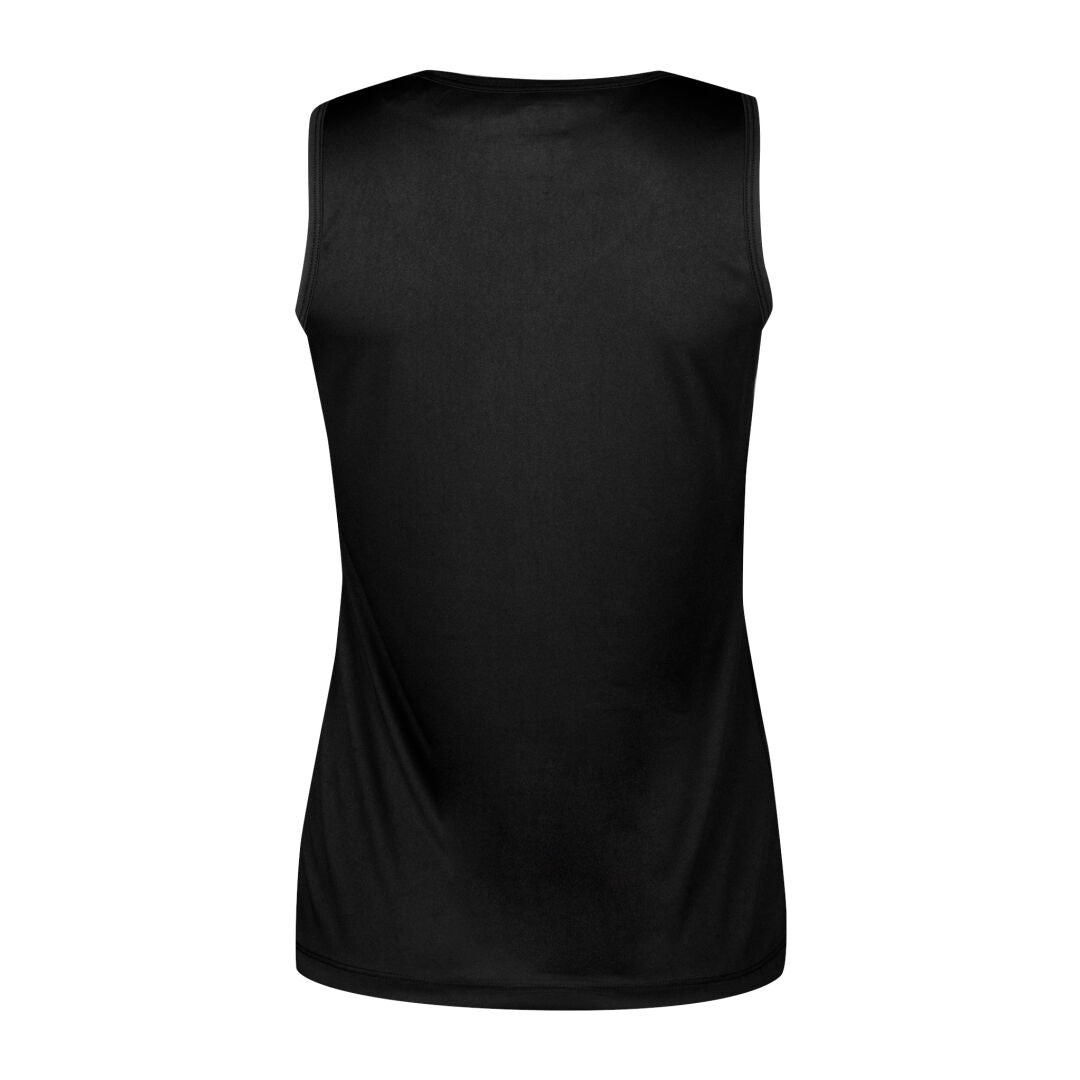 Bilden visar baksidan av en enfärgad Salves Topp Dam från Halti i återvunnen polyester mot en vit bakgrund.