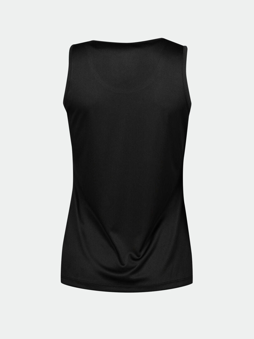 Halti Salves Topp Dam, ett svart linne i återvunnen polyester, sett bakifrån mot en ljus bakgrund.