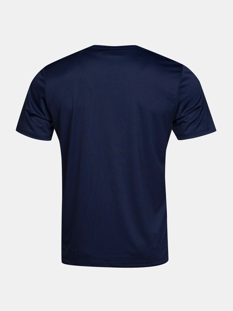 En enfärgad mörkblå Halti Salves T-shirt för herrar, fotograferad bakifrån mot en vit bakgrund.