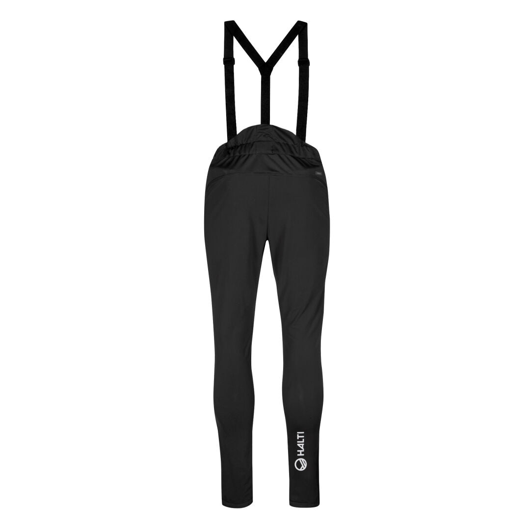 Halti Siide Längdskiddräkt Herr-svarta Stormwall® sportbyxor med hängslen, visade bakifrån.