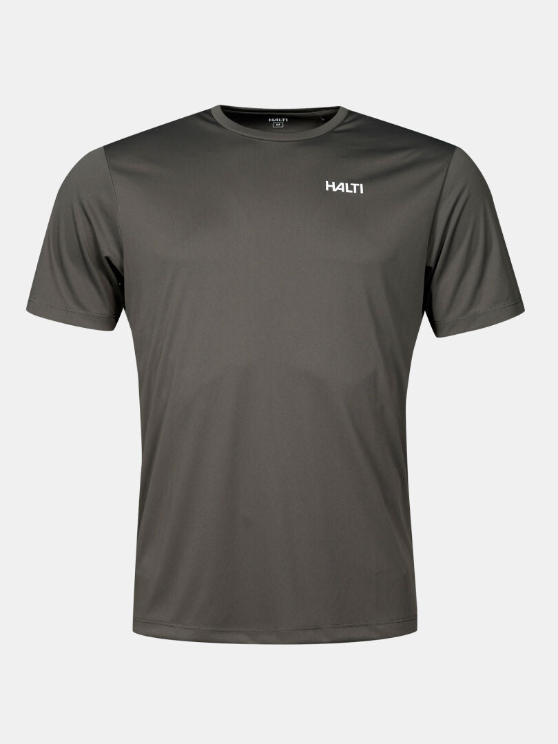 Halti Teknisk T-shirt för herrar: olivgrön, kortärmad teknisk T-shirt med rund hals i ett snabbtorkande material.