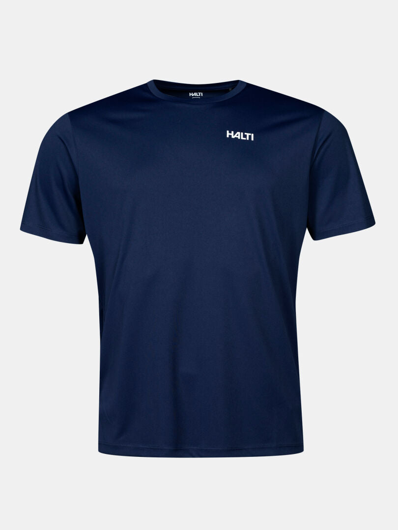 Halti Teknisk T-shirt för herrar, en kortärmad marinblå teknisk sport-T-shirt tillverkad av snabbtorkande material.