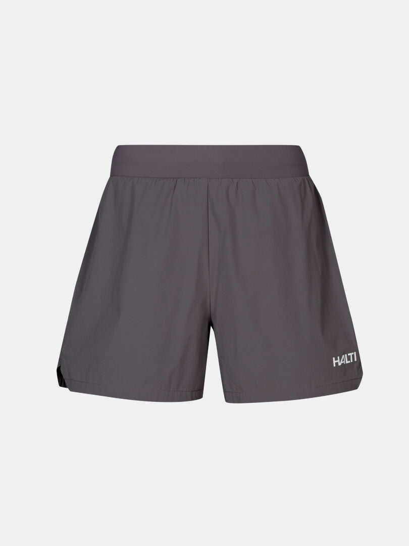 Uurto Shorts Dam by Halti-grå träningsshorts med elastisk midja, HALTI-tryck och snabbtorkande material.