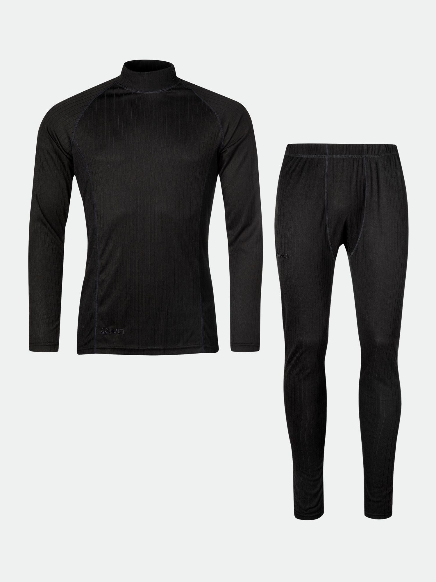 Halti Dual Underställ Set Herr i svart, tillverkad av återvunnen polyester, är perfekt för friluftsliv.