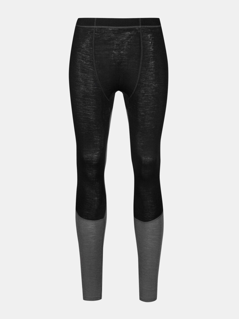 Halti Hossa II Merino Underställ Set Herr i svart och grått mot en enfärgad vit bakgrund.