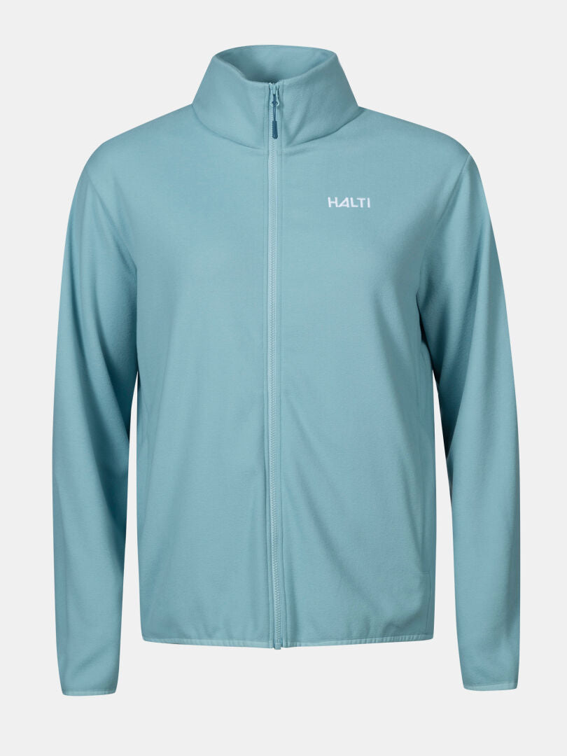 Rockmoon Fleecejacka Dam Plus från Halti: ljusblå zip-up med långa ärmar, ståkrage, HALTI-logotyp på vänster bröst.