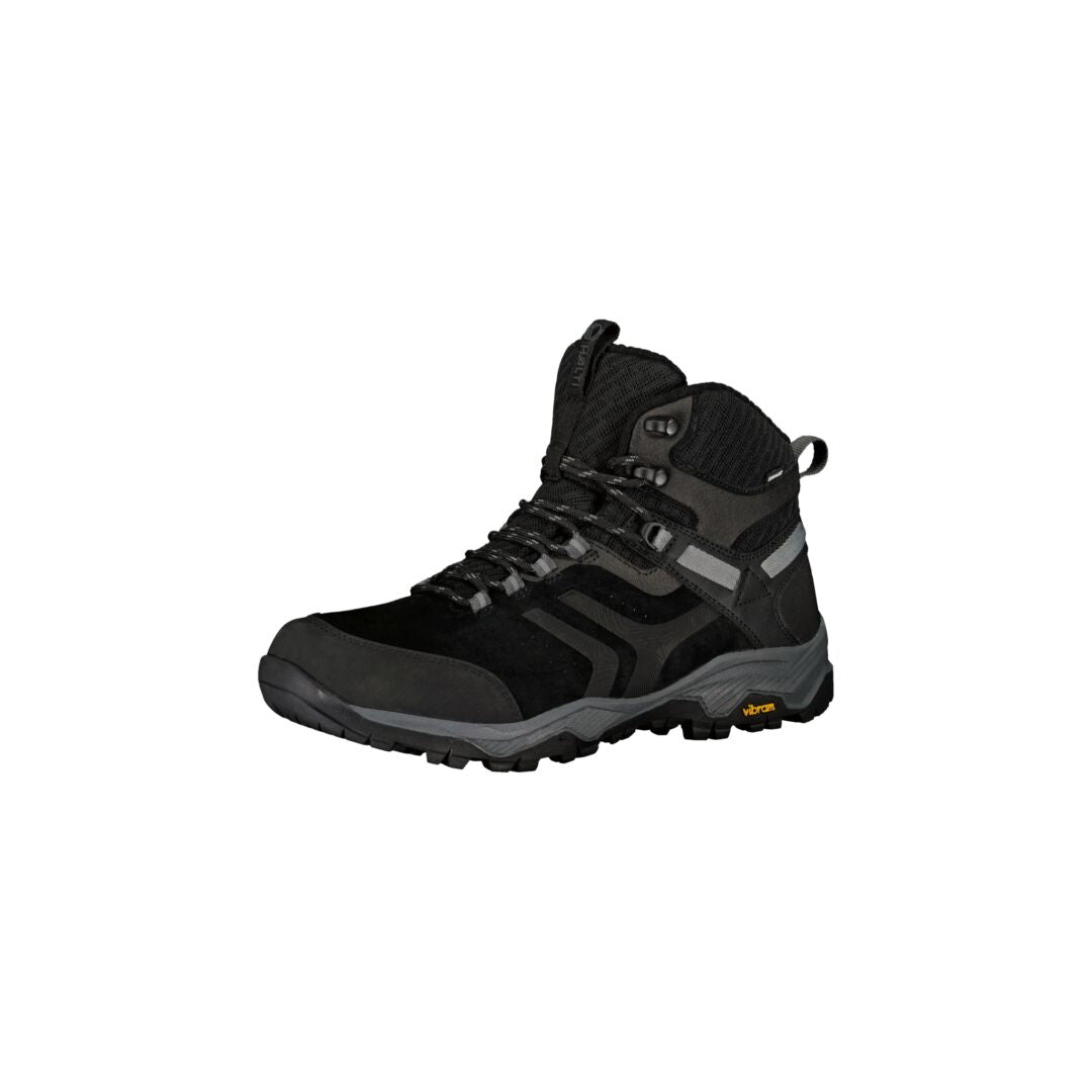 Halti Ragnar Mid DrymaxX vandringskänga i svart/grått med fotledsstöd, Vibram-sula och snörning.